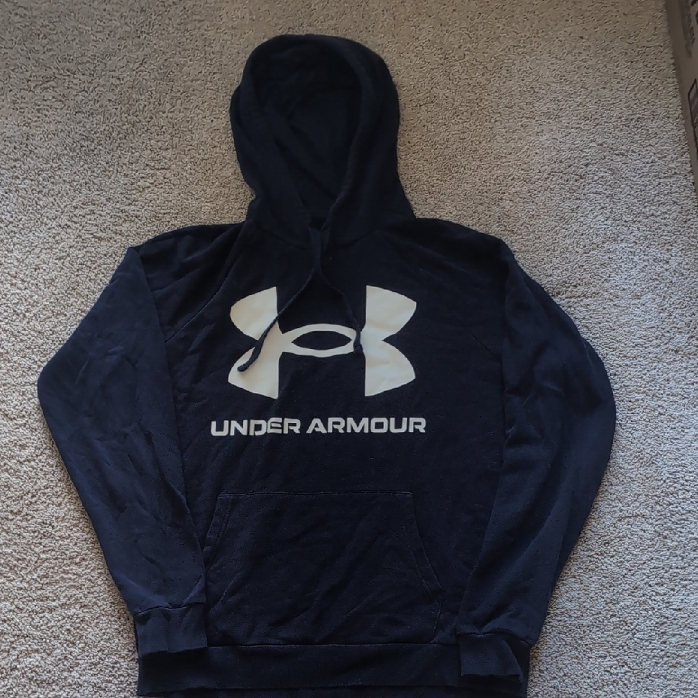 Under Armour Navy Blue Hoodie with White Logo